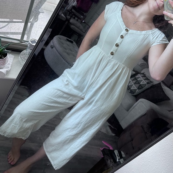 White Women’s Jumpsuit with Buttons - Picture 2 of 6